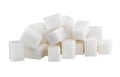 A bunch of sugar cubes on a white background. Sugar isolate Royalty Free Stock Photo