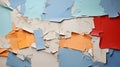 A bunch of torn up pieces of paper are on the wall, AI Royalty Free Stock Photo