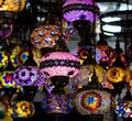 A bunch of turkish lamps at one of many Kemer gift shops. Antalya, Turkey