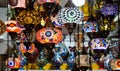 A bunch of turkish lamps at one of many Kemer gift shops. Antalya, Turkey