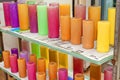 A bunch of unburnt colorful candles Royalty Free Stock Photo