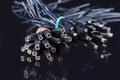 Bunch of USB Used Cables Wrapped with Rubber Isolated Over Black Royalty Free Stock Photo