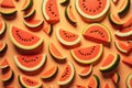 Heap of watermelon slice as backround. AI generation