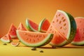 Heap of watermelon slice as backround. AI generation