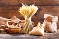 Bunch of wheat ears with grains Royalty Free Stock Photo