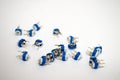 A bunch of white blue potentiometer