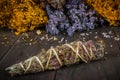 Bunch Of White Dried Herb That Usually Is Used In Different Ritual, Magic And Cleaning Royalty Free Stock Photo