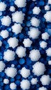 A bunch of white snowflakes on a blue background Royalty Free Stock Photo