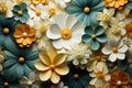 A bunch of white, yellow and blue flowers. Colorful floral background Royalty Free Stock Photo