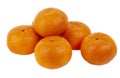 Bunch of whole tangerine or mandarin fruits isolated on white