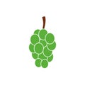 Bunch of wine grapes with leaf flat green vector icon for food apps and websites Royalty Free Stock Photo