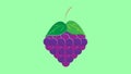 Bunch of wine grapes with leaf flat purple vector icon for food apps and websites Royalty Free Stock Photo