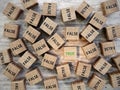 Bunch of wooden blocks with False and True text