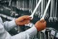 Bunch of wrenches. Man is in the hardware shop Royalty Free Stock Photo