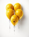 a bunch of yellow balloons with a smiley face on them. generative ai Royalty Free Stock Photo