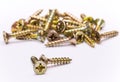 Bunch of yellow zinc coated philips flat head cross screws - fasteners