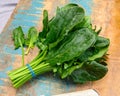 Bunch of young fresh leaves of green organic spinach ready to cook Royalty Free Stock Photo