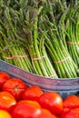 Bunches of asparagus at a local market Royalty Free Stock Photo