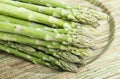 Bunches of asparagus tied on a burlap Royalty Free Stock Photo