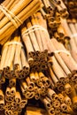 Bunches of cinnamon sticks in a herbal shop Royalty Free Stock Photo