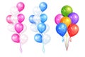 Bunches of colorful helium balloons isolated on white background Royalty Free Stock Photo