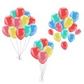 Bunches of colorful helium balloons isolated on white Royalty Free Stock Photo