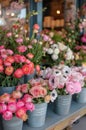 Bunches of Flowers in Buckets