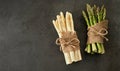 Bunches of fresh green and white asparagus spears Royalty Free Stock Photo