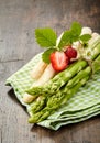 Bunches of fresh raw green and white asparagus Royalty Free Stock Photo