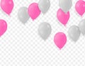 Bunches Groups Balloons White and pink Isolated on Transparent Background