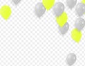 Bunches Groups Balloons White and yellow Isolated on Transparent Background