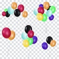 Bunches and groups of colorful helium balloons isolated on transparent background. Royalty Free Stock Photo