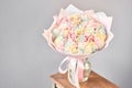 Bunches of rainbow carnation flowers different varieties in vases. Lovely Vintage background with flowers. Wallpapers