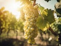 Bunches of white grapes in vineyard on a sunny day Royalty Free Stock Photo