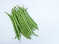 Group of Buncis or Fresh raw string bean, legumes contain protein on white background Royalty Free Stock Photo