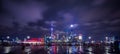 The Bund waitan in Shanghai of China at night after rainning