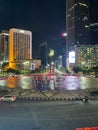 Evening atmosphere with heavy vehicle traffic and people going Royalty Free Stock Photo