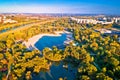 Bundek lake and city of Zagreb aerial autumn view