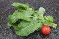 Bundle of arugula rukola with tomato