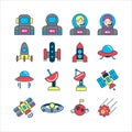 Bundle of astronaut flat icons collection. simple design vector