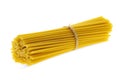 Bundle of bucatini or perciatelli - thick spaghetti-like pasta with a hole running through the center isolated on white