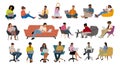 Bundle of Business people working at laptop. Royalty Free Stock Photo