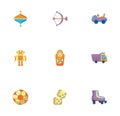 Bundle of child toys set icons flat style