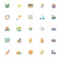 Bundle of child toys set icons flat style