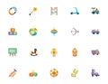 Bundle of child toys set icons flat style