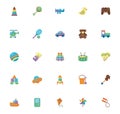 Bundle of child toys set icons flat style