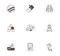 Bundle of child toys set icons line style