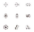 Bundle of child toys set icons line style