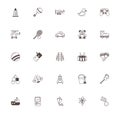 Bundle of child toys set icons line style