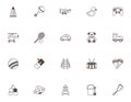 Bundle of child toys set icons line style